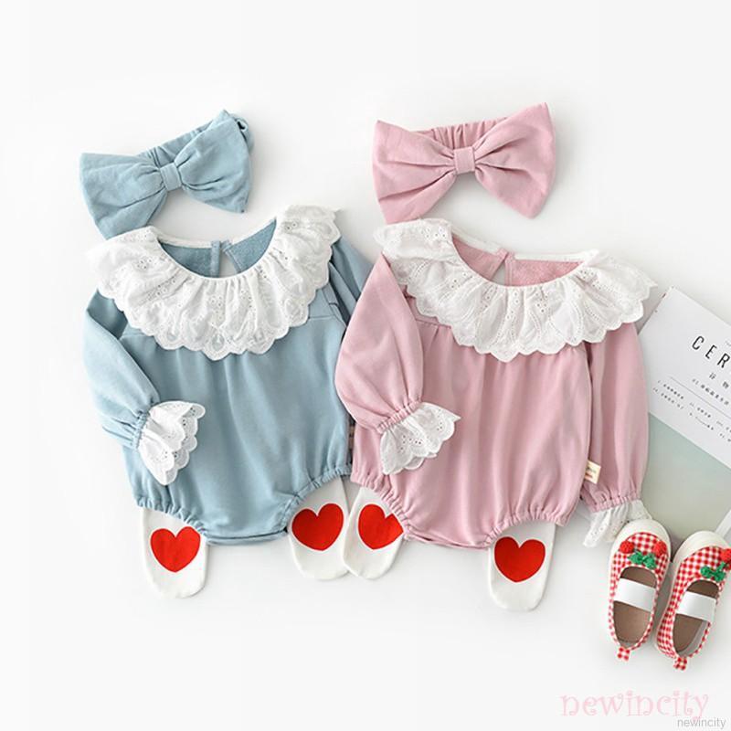 Bộ áo liền quần tay dài màu trơn phong cách Hàn Quốc cho bé gái