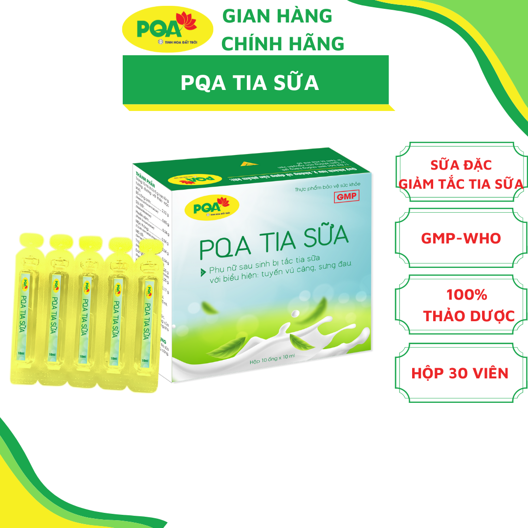 Tia Sữa PQA Giúp Thanh Nhiệt Giải Độc Và Giảm Triệu Chứng Của Tắc Sữa Ở Phụ Nữ Đang Cho Con Bú Hộp 10 Ống