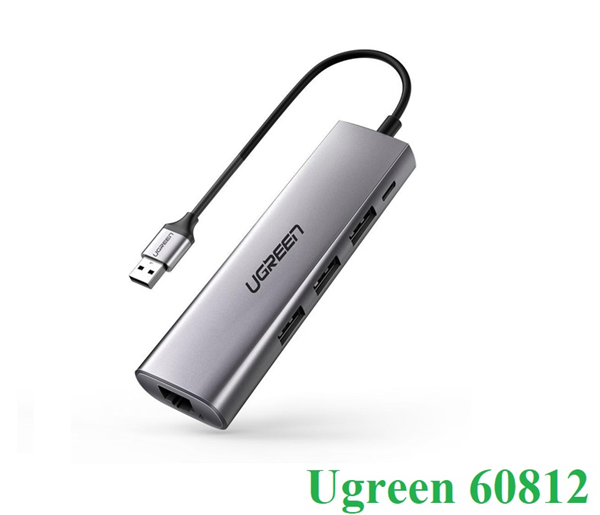 Bộ chia USB 3.0 ra 3 cổng USB 3.0 + Lan Gigabit 1000Mbps Ugreen 60812 cao cấp hàng chính hãng