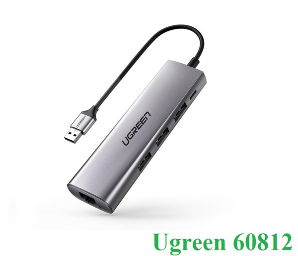Hub USB 3.0 ra 3 cổng USB 3.0 + Lan Gigabit 1000Mbps Ugreen 60812 cao cấp hàng chính hãng