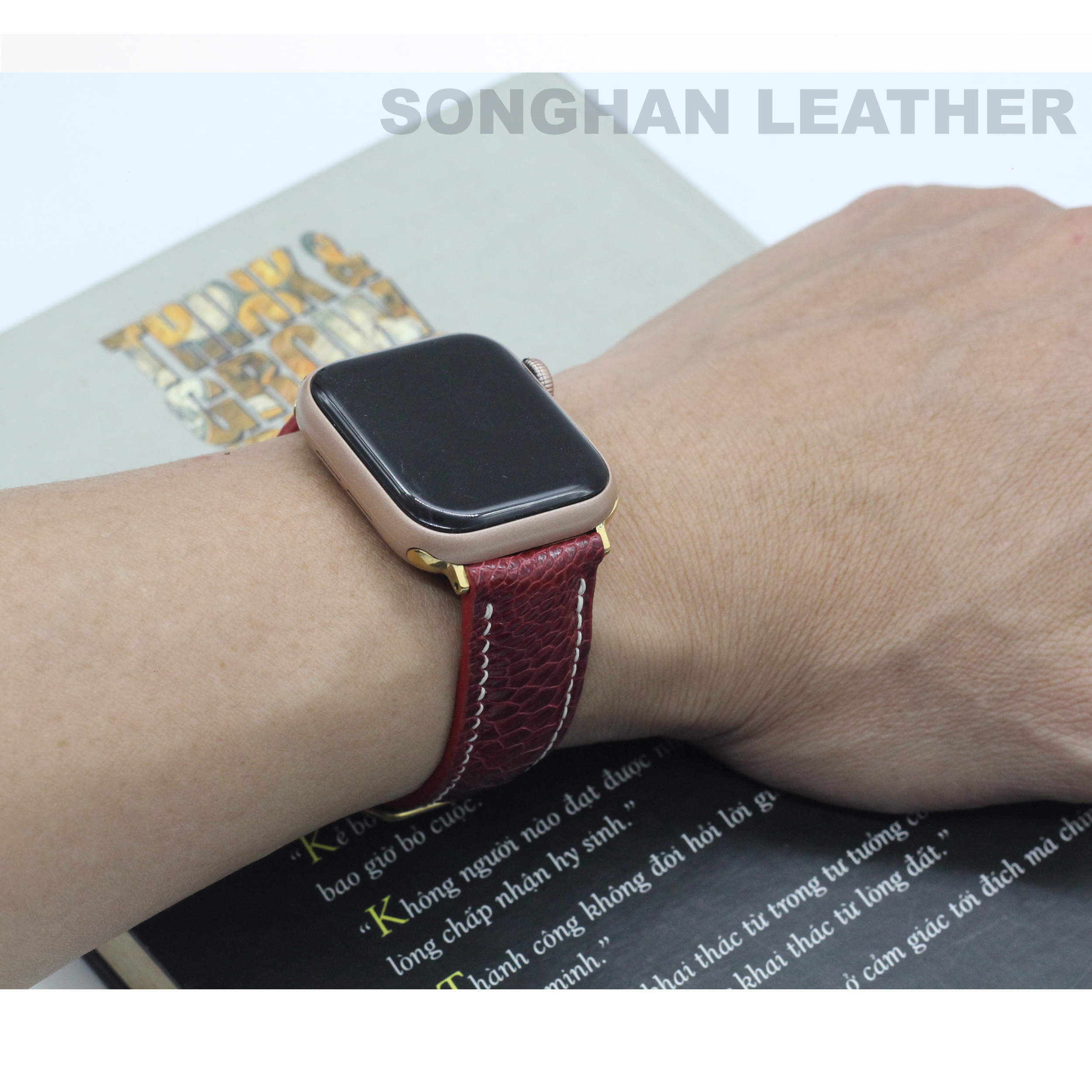 DÂY DA ĐÀ ĐIỂU THẬT HANDMADE HÀNG CHÍNH HÃNG SONGHAN LEATHER DÂY ĐEO THAY THẾ DÀNH CHO APPLE WATCH,   PHÙ HỢP CÁC DÒNG SERIES 1-2-3-4-5-6-SE-7 38mm 40mm 41mm 42mm 44mm 45mm AWOS-01T