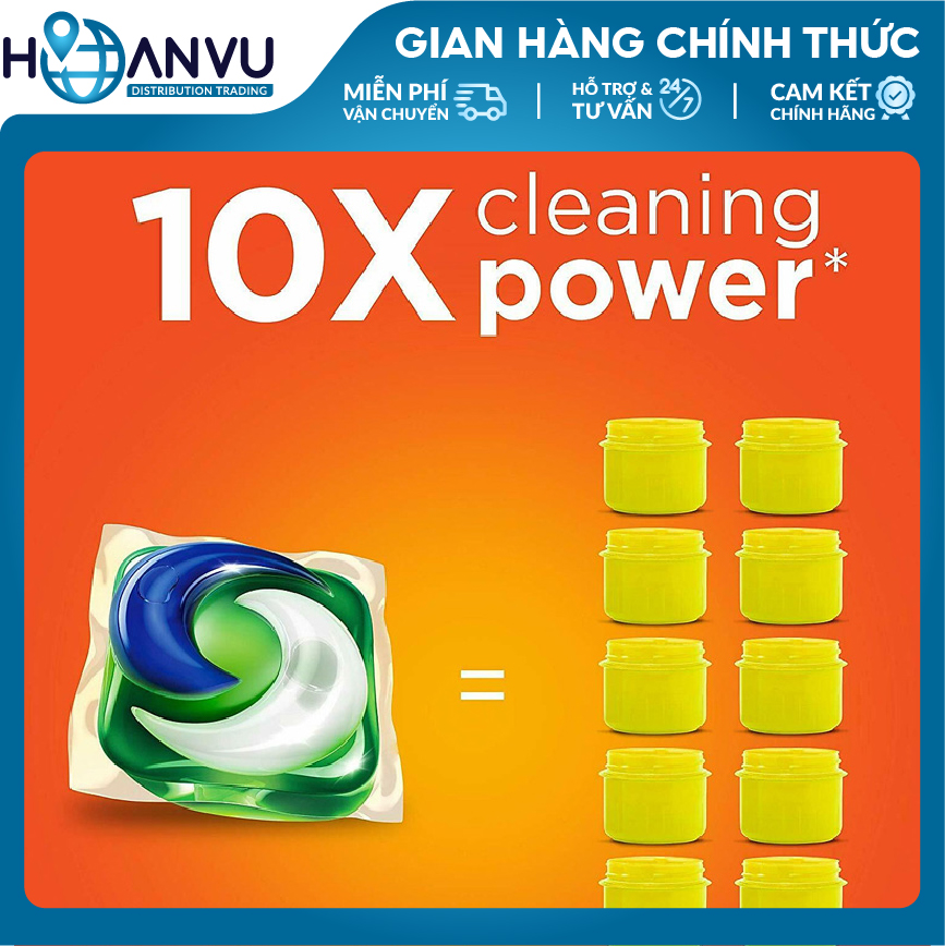 Bình viên giặt Tide Pods Plus Ultra Oxi 4in1 104 viên - Nhập khẩu Mỹ