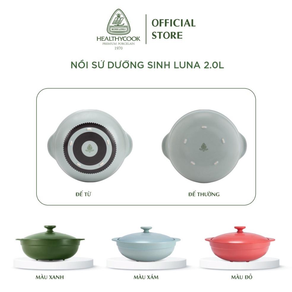 Nồi Sứ sinh dưỡng Minh Long Healthy Cook Luna 2L - dành cho bếp điện đồ sứ thời thượng dân dụng thông minh