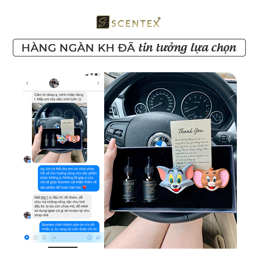 Nước hoa xe hơi cao cấp Scentex TOM AND JERRY 100% Organic, được làm từ chất liệu đá Aroma Stone đặc biệt, dễ dàng thẩm thấu và khuếch tán mùi hương theo cửa gió điều hòa, khử mùi, diệt khuẩn hiệt quả - Hàng Chính Hãng