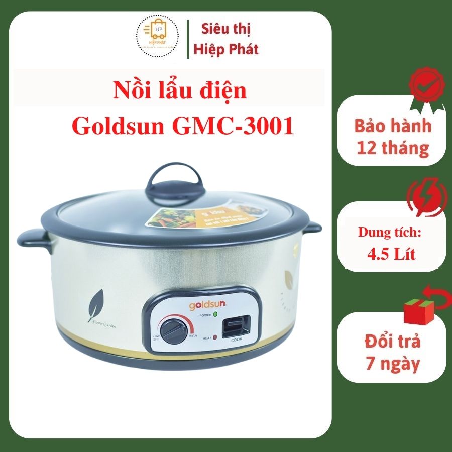 Nồi Lẩu Điện Đa Năng Goldsun GMC-3001 Dung Tích 4.5L, Công Suất 1600W - Hàng chính hãng