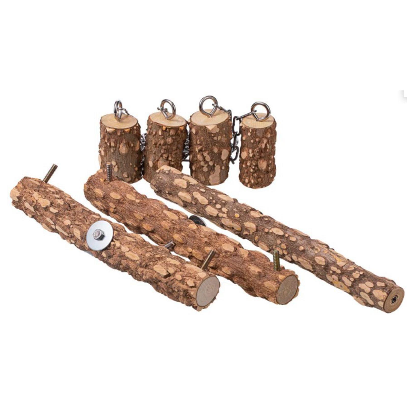 Parrots Wooden Stand Swing Cage Hanging Cockatiels Lovebird Perch Bird Toys