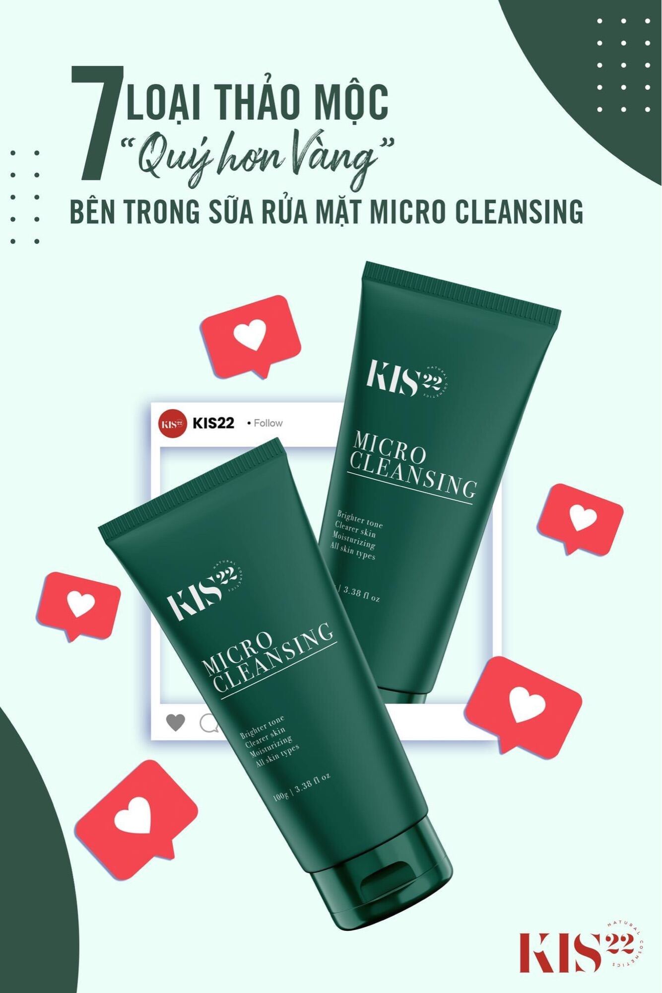 Sữa rửa mặt dưỡng ẩm micro cleansing Kis22