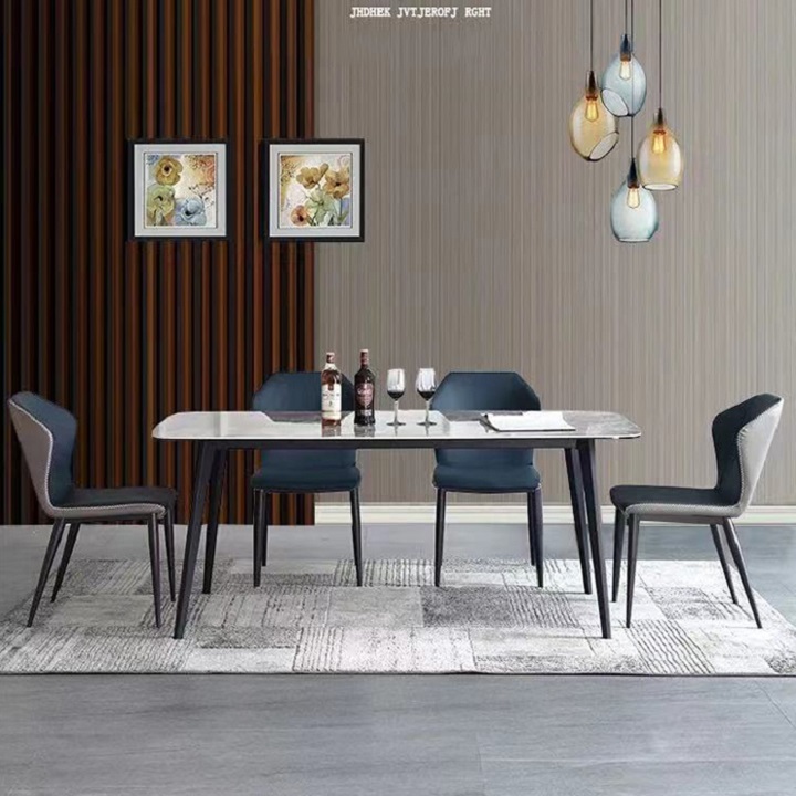 Bàn ăn hiện đại Mặt đá 140cm cao cấp hiện đại - Bàn ăn sang trọng 1m4 đa năng mặt đá Chân kim loại bền đẹp BGA028