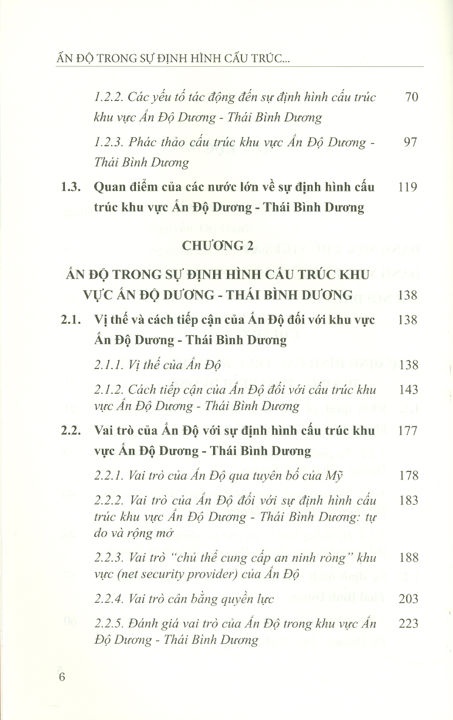 ẤN ĐỘ Trong Sự Định Hình Cấu Trúc Khu Vực ẤN ĐỘ DƯƠNG - THÁI BÌNH DƯƠNG (Sách chuyên khảo)