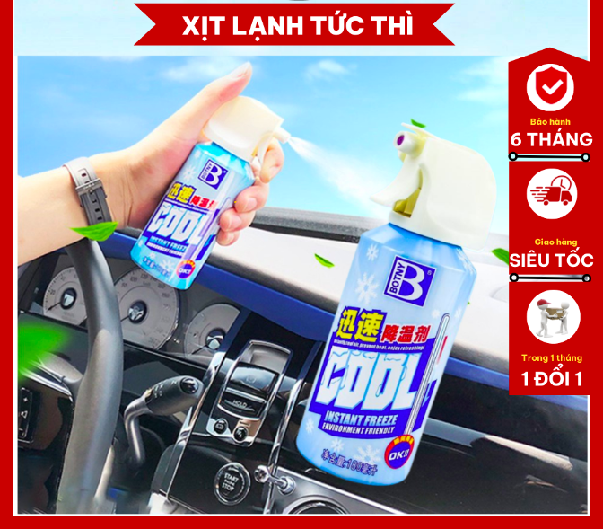 Xịt lạnh, bình xịt làm lạnh tức thì ô tô, xe máy Freeze Cool - Kích thước 15 x 5.2 x 5.2 cm - Hương bạc hà - Làm lạnh nhanh, khử mùi hiệu quả