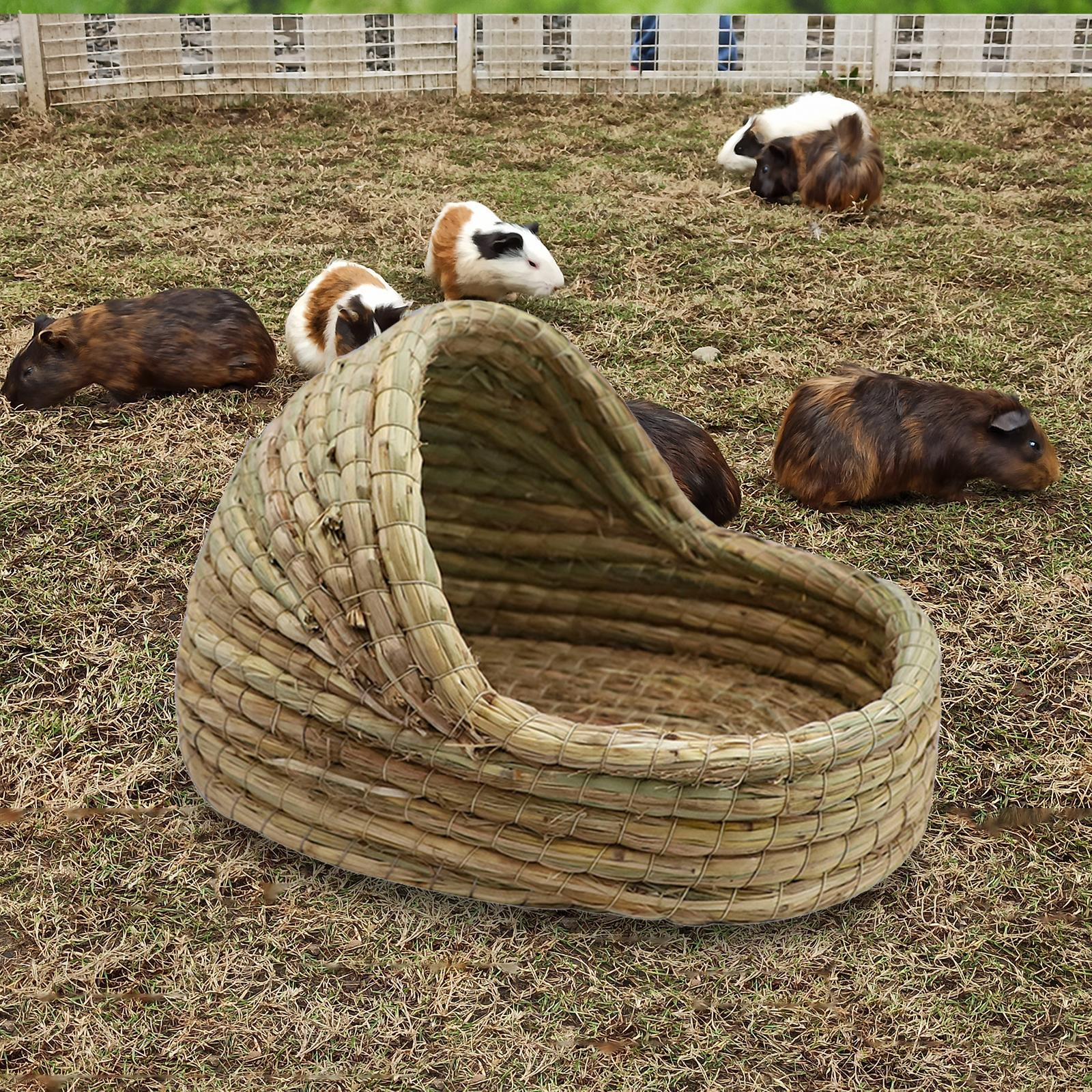 Hand Woven Rabbit  Bed Hut Straw Hamster Nest for Bunny Mice