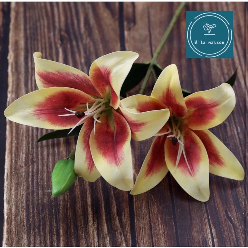 Cành hoa Lily 62cm đẹp sang trọng, hoa decor trang trí, hoa lụa cao cấp