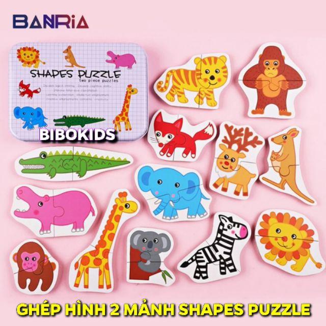 Ghép hình puzzle 2 mảnh hộp sắt - đồ chơi giáo dục xếp hình lắp ráp