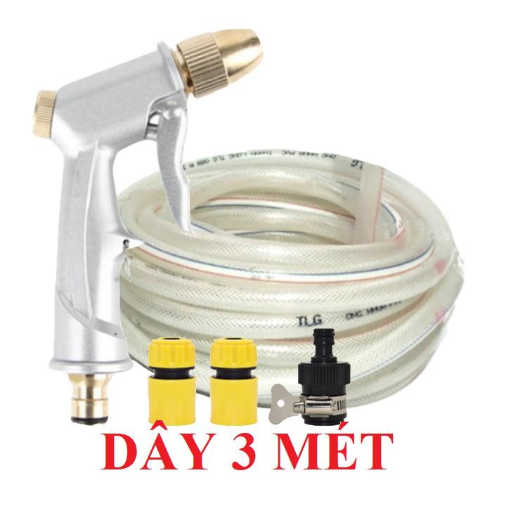 Bộ dây vòi xịt ️bơm nước phun sương️ , tăng áp 3 lần, loại 3m, 5m 206701 đầu đồng,cút,nối nhựa đen+ đai