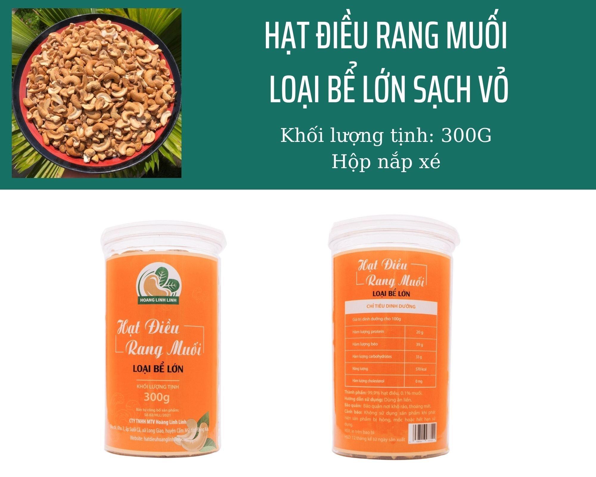 HẠT ĐIỀU BỂ RANG MUỐI   - HỘP NẮP XÉ - 300g