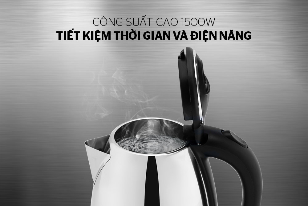 Ấm Siêu Tốc Inox SUNHOUSE HAPPY TIME HTD1055 (1.5L) - Hàng Chính Hãng