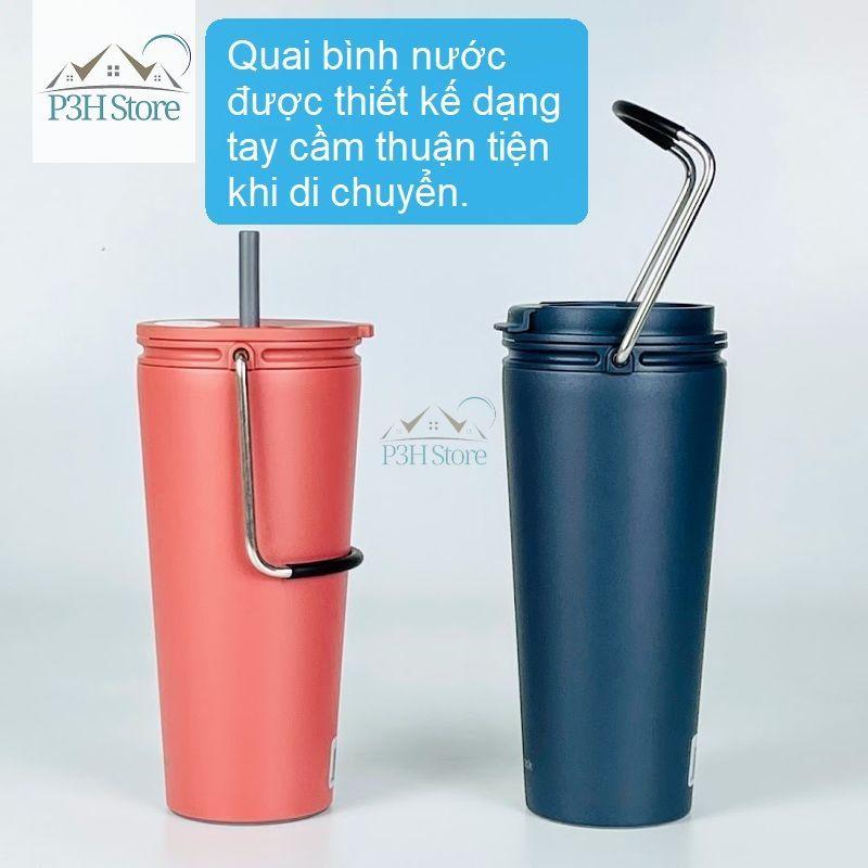 Ly giữ nhiệt Lock&amp;Lock Bucket Tumbler có ống hút hoặc nắp bật , dung tích 540ml LHC4268 LHC4269