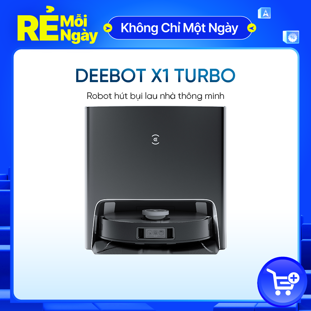 Robot hút bụi Deebot X1 Turbo_Bản Quốc Tế _Tự động giặt khăn lau_Lực hút 5000Pa_Hàng Chính Hãng