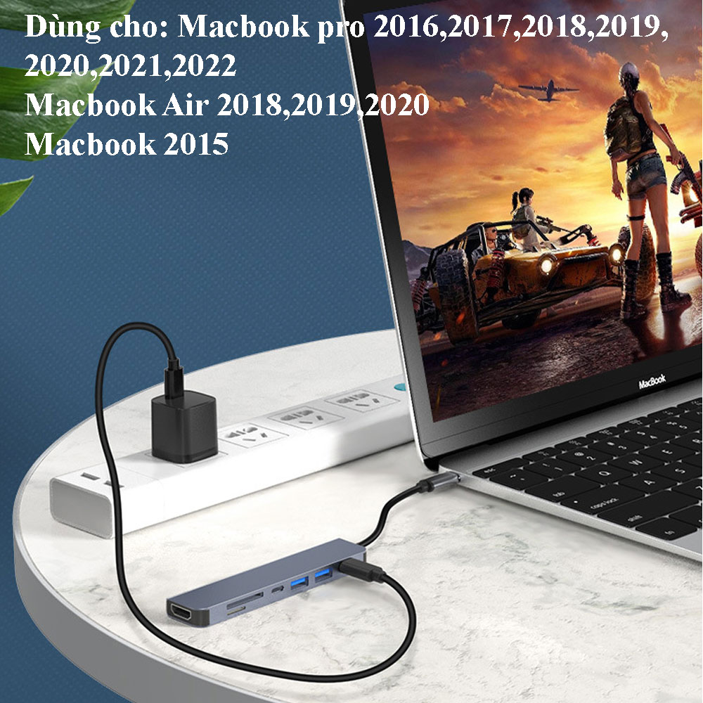 Hub Chuyển Đổi USB TypeC 7 Trong 1 SeaSy, Chuyển Đổi TypeC to HDMI, 1 Cổng HDMI 4k 60Hz, 2 Cổng USB 3.0, 1 Cổng TypeC, 1 Cổng Sạc PD, 2 Khe Thẻ Nhớ SD/TF, Kết Nối Với Hầu Hết Các Thiết Bị, Dùng Cho Macbook/Ipad/Surface/Laptop/Điện Thoại – Hàng Chính Hãng