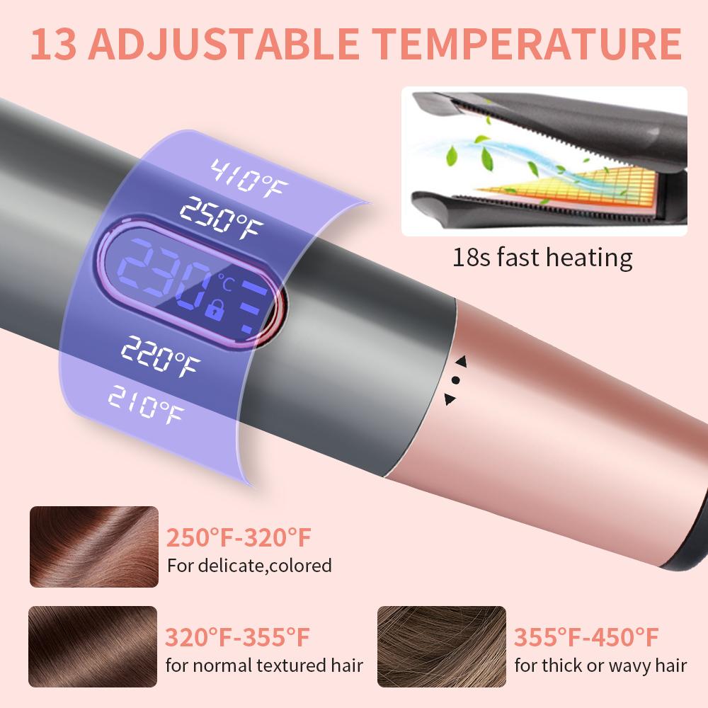 Curling Iron 2 trong 1, tấm titan lõm và lồi 3D, căng đôi