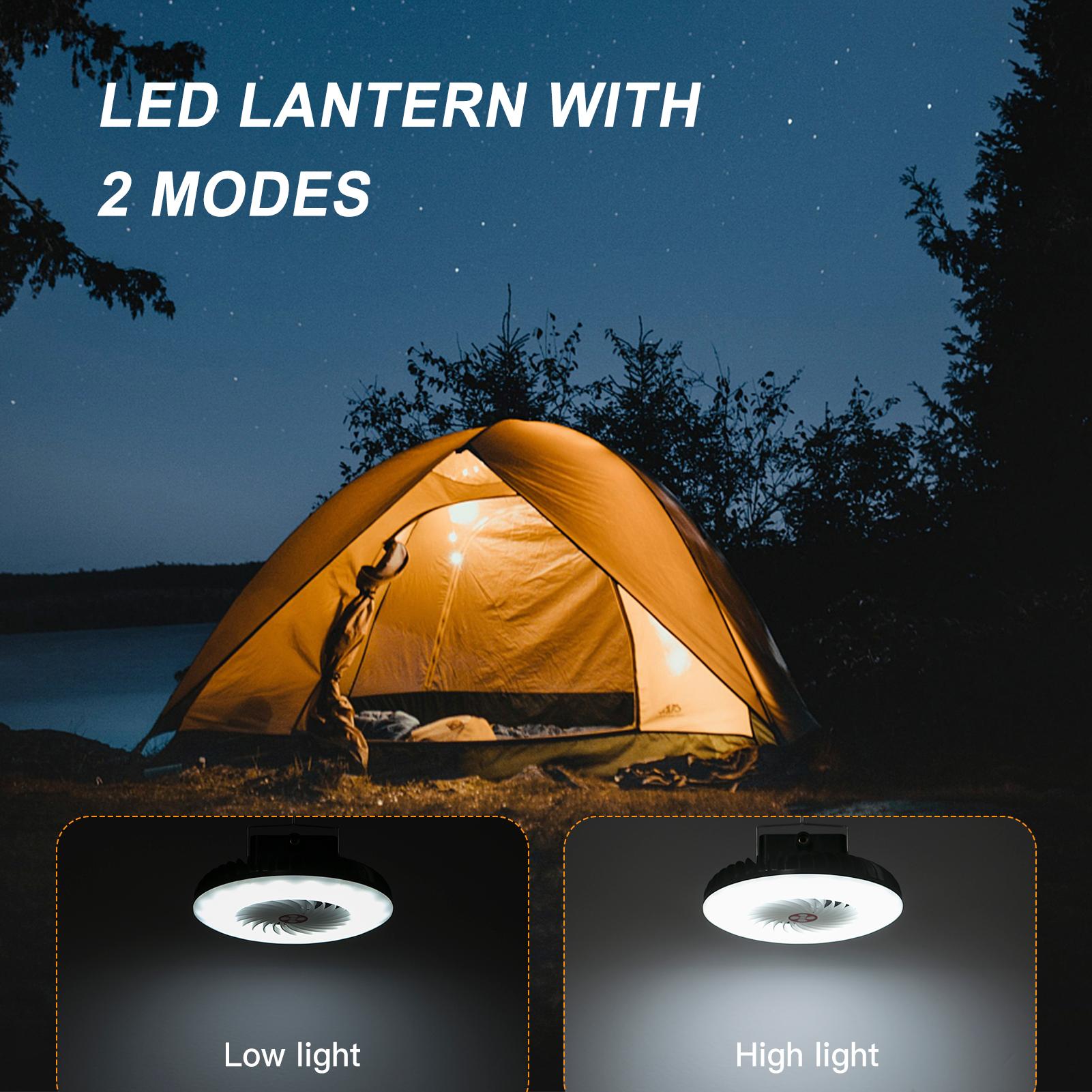 Portable Camping Lantern with Fan Solar USB Rechargeable LED Tent Light Lamp for Outdoor Hurricane Emergency