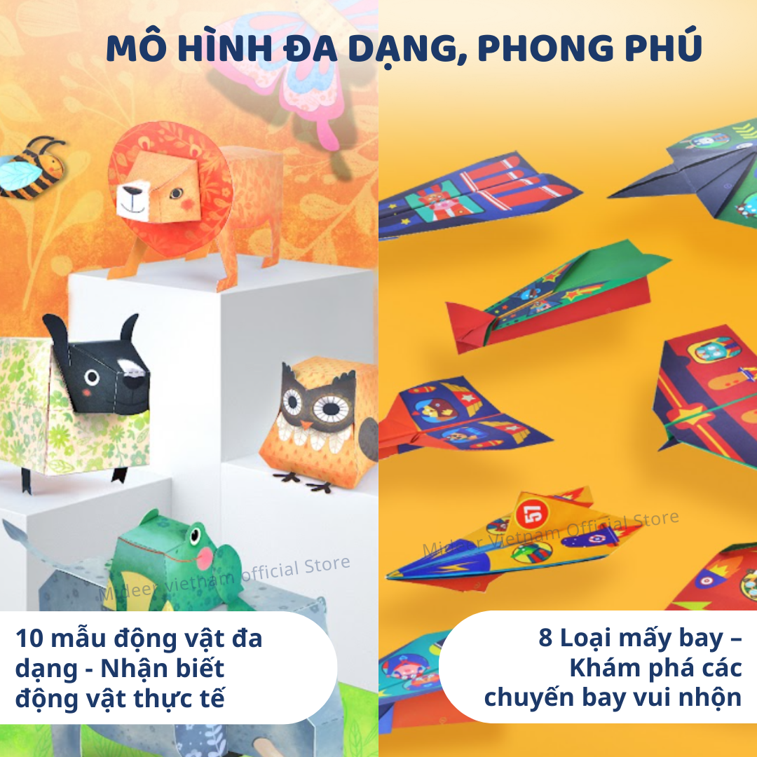 Giấy gấp Origami Thủ Công Các Con Vật Mideer ORIGAMI PAPER ANIMALS, Đồ Chơi Thủ Công Cho bé