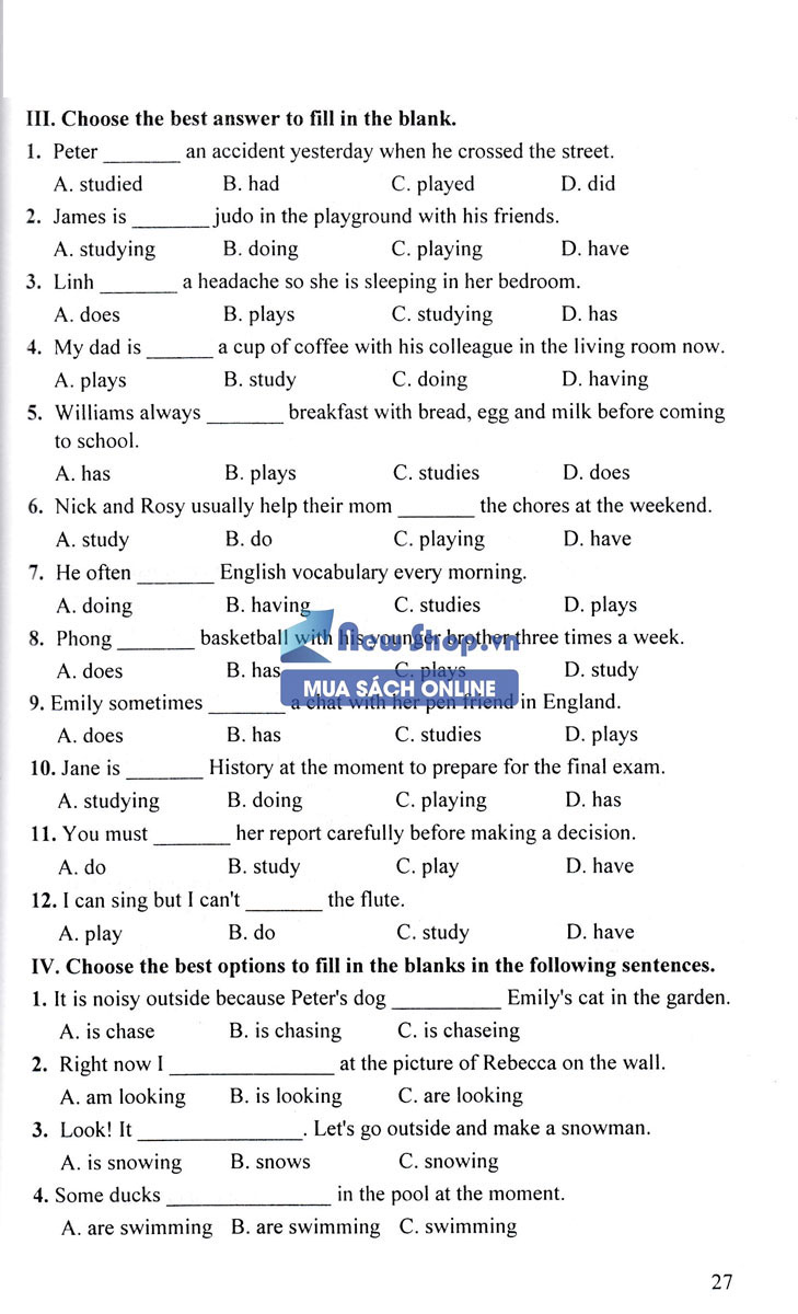 100 Đề Kiểm Tra Tiếng Anh 6 (Biên Soạn Theo Chương Trình Của Bộ Giáo Dục Và Đào Tạo)_KV