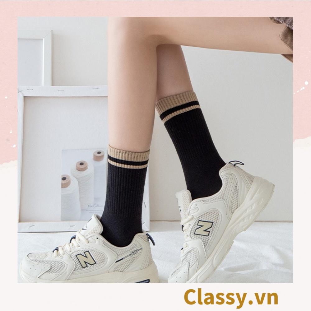 Tất cổ cao, vớ cổ cao Classy với đường gân ôm chân, nhiều màu phong cách hàn quốc G1430