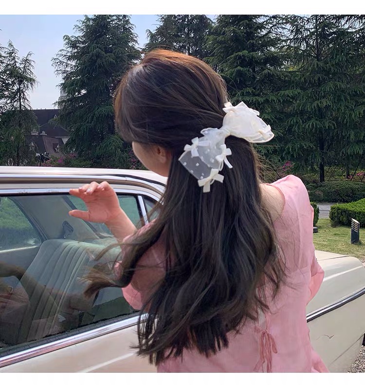 Kẹp tóc nơ tiểu thư - kẹp tóc nơ ren ullzang hàn quốc mẫu mới hot hit