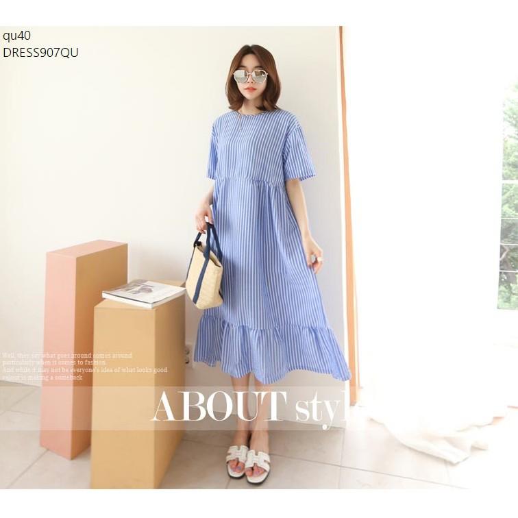 DRESS814 ĐẦM SUÔNG SỌC NGẮN TAY