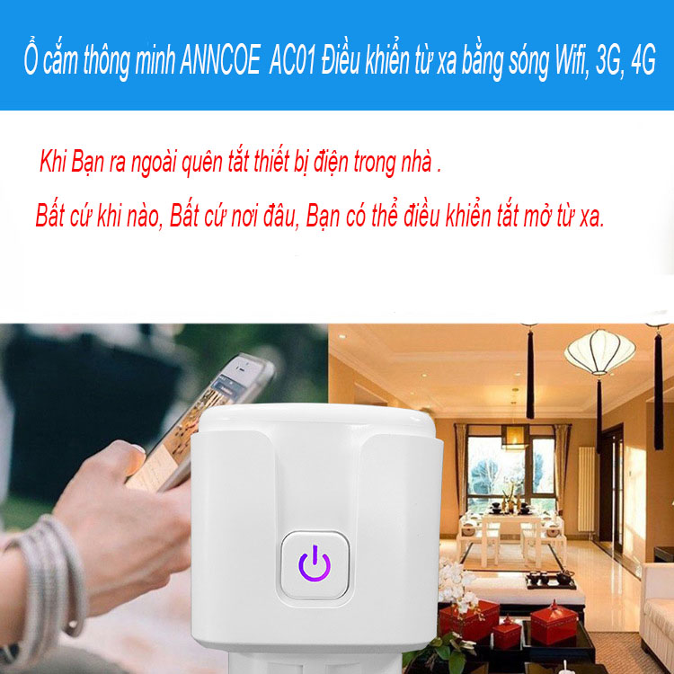 Ổ cắm không dây thông minh ANNCOE Smart Plug (Wifi) AC01 - Hàng Chính Hãng