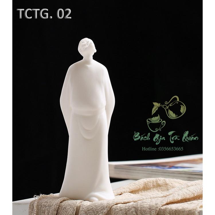 Tượng Sứ Bạch Định Thấu Quang Lý Bạch Vọng Nguyệt Decor Bàn Trà, Bàn Làm Việc, v.v...