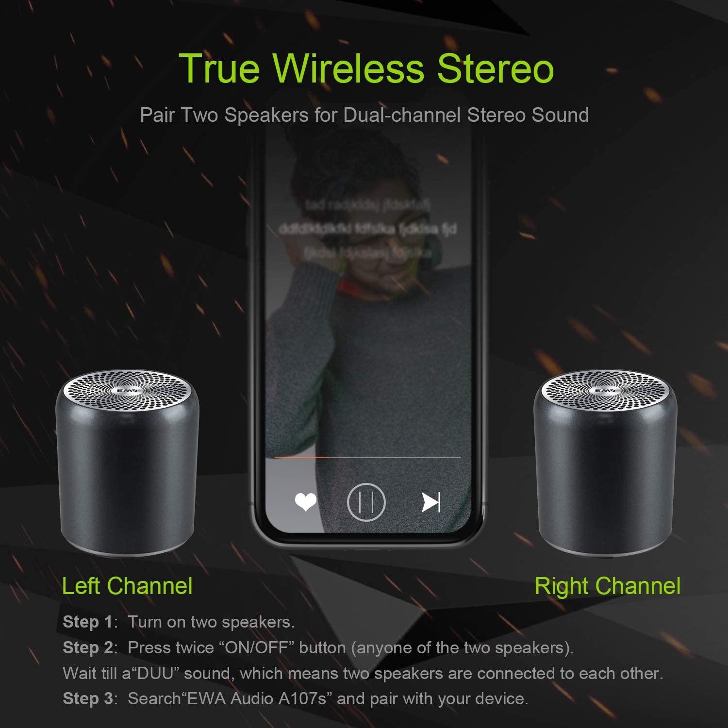 Loa Di Động EWA Siêu Mini Bluetooth 5.0 TWS Âm Thanh Hay Nhất Bass Boombox Thân Kim Loại Caixa De Som Loa Ô Tô Và Loa Siêu Trầm Color: red