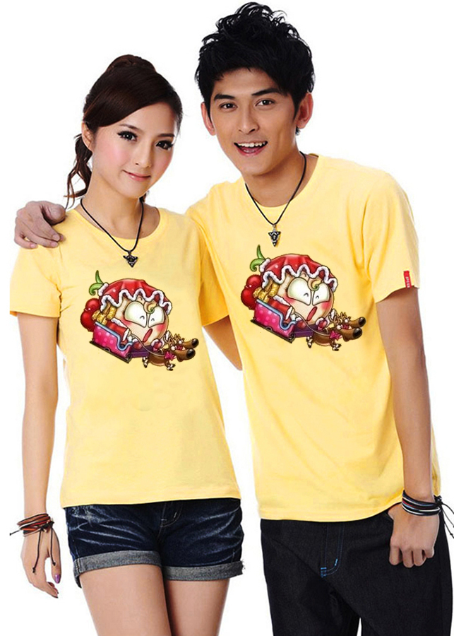 Bộ Áo Thun Đôi Nam Nữ Nhí Nhố Màu Vàng