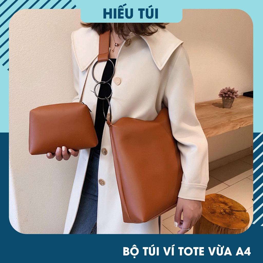 Túi tote đeo chéo nữ công sở da pu kèm ví size to đẹp vừa A4 đi học giá rẻ HT108