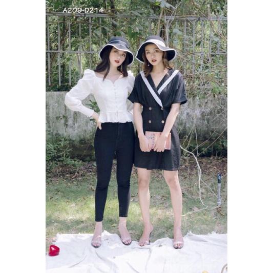 Áo nút bọc peplum