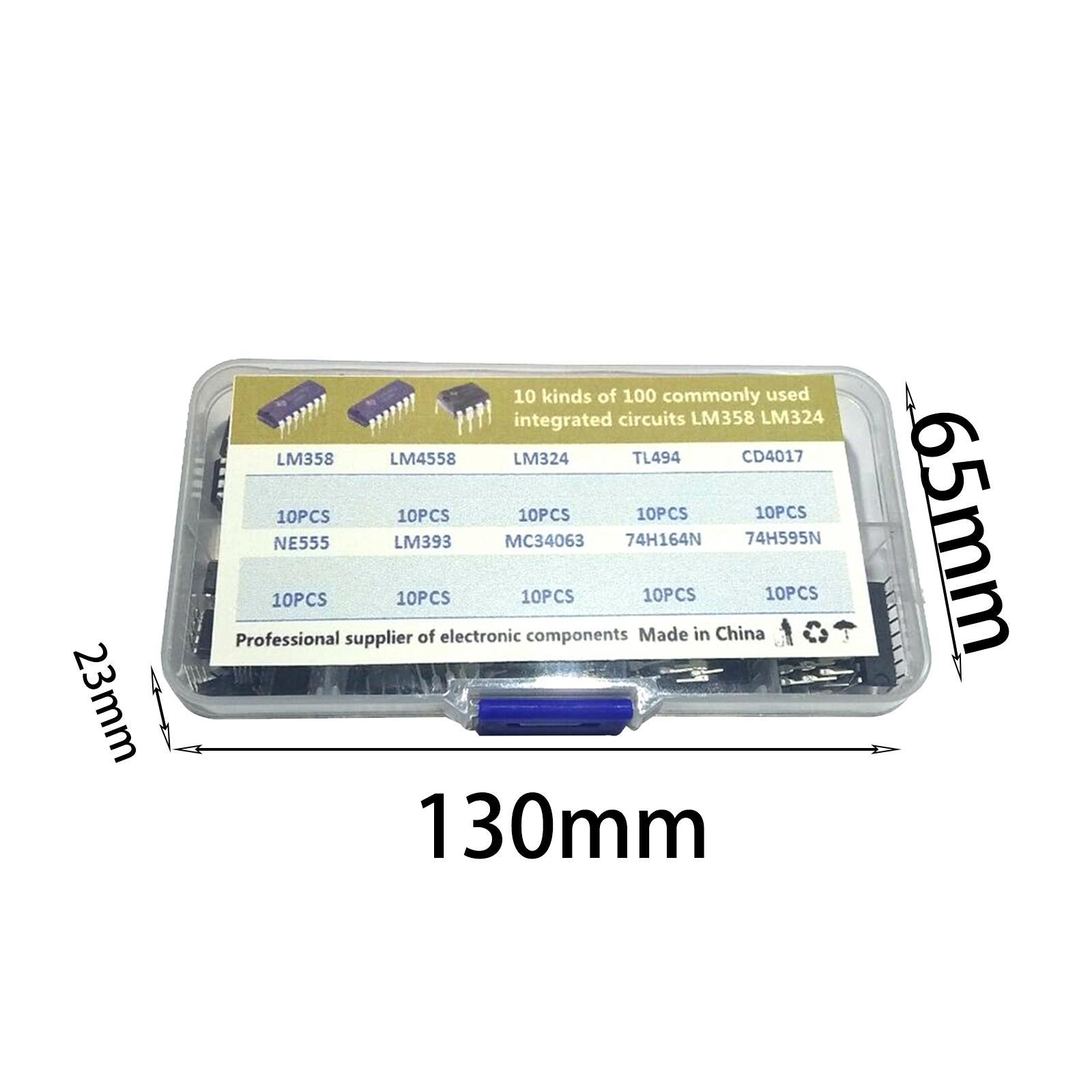 100Pcs 10 Values IC Assortment Kit Easy to Storage Practical Accessories
