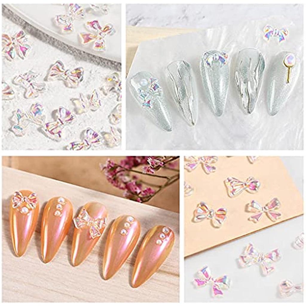 Phụ Kiện Pha Lê Hình Nơ Nhiều Màu Sắc Dùng Trang Trí Móng Tay Nghệ Thuật