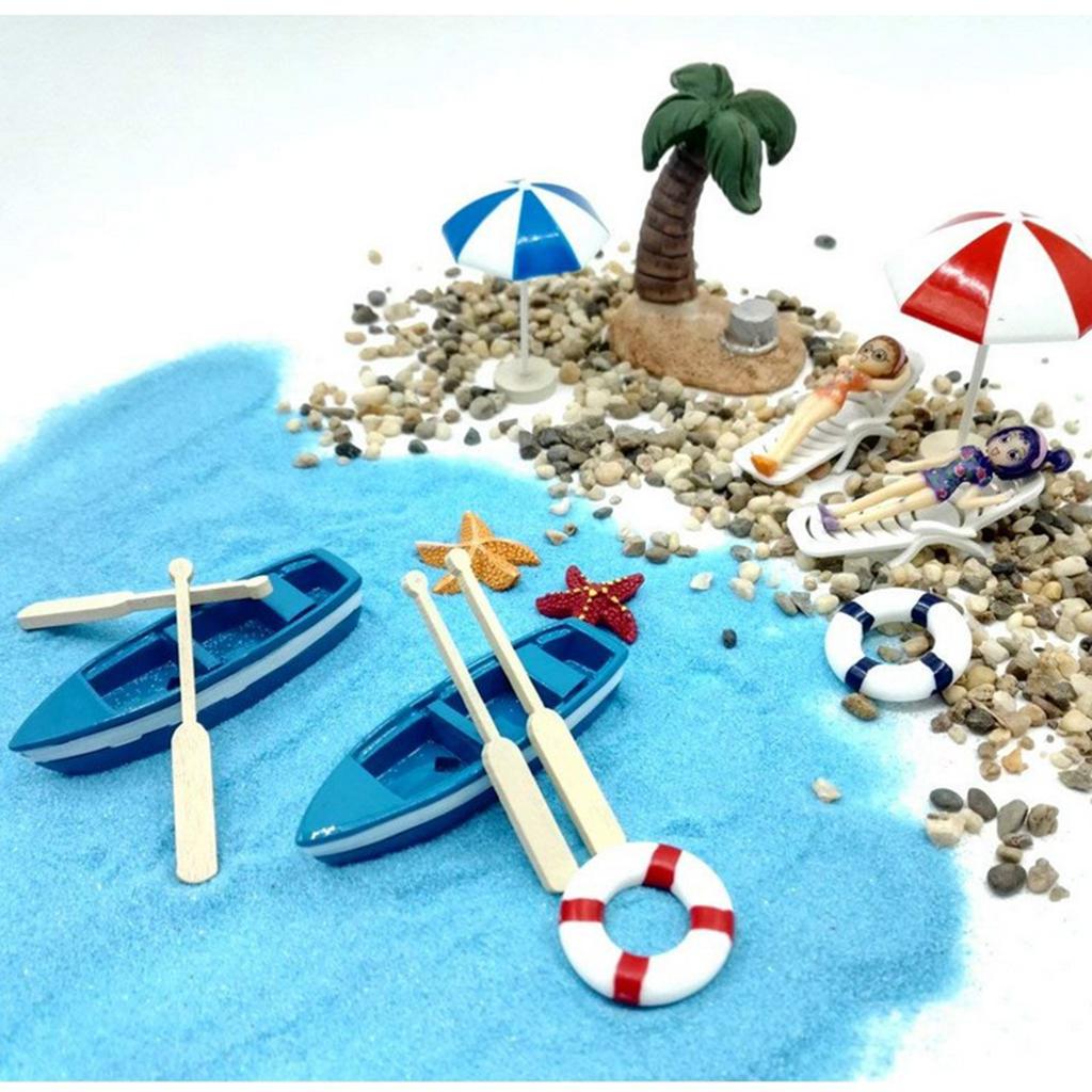 1/12 Nhà Búp Bê Mini Bãi Biển Dù Ghế Cây Bộ Phụ Kiện Cảnh Đời