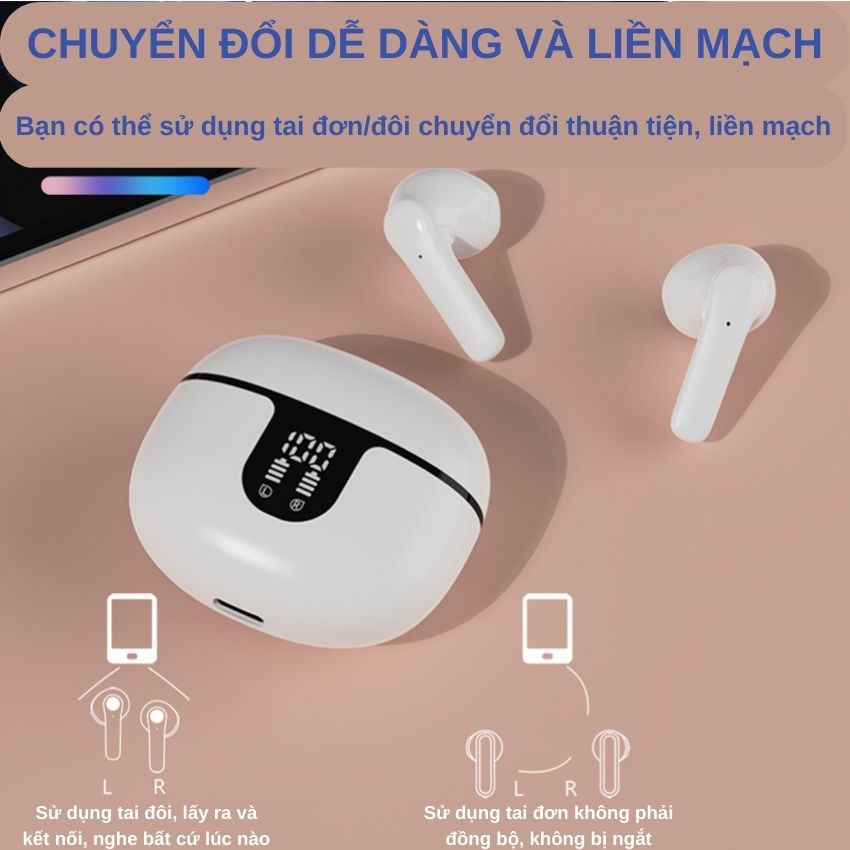 Tai nghe không dây bluetooth S61 TWS cao cấp cảm ứng chạm thông minh cực nhạy - Tai nghe True Wireless ENC chống nước IPX5, màn hình kỹ thuật số, giảm tiếng ồn kép