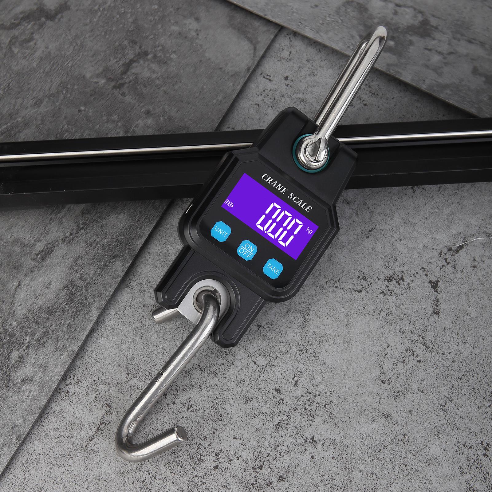 300KG/ 600LB Portable Heavy Duty Crane Scale Digital Electronic Hanging Weigher Rechargeable Industrial Hook Scales Unit Switch/ Data Hold/ Tare/ Zero for Farm Fishing Travel Market Outdoor Work