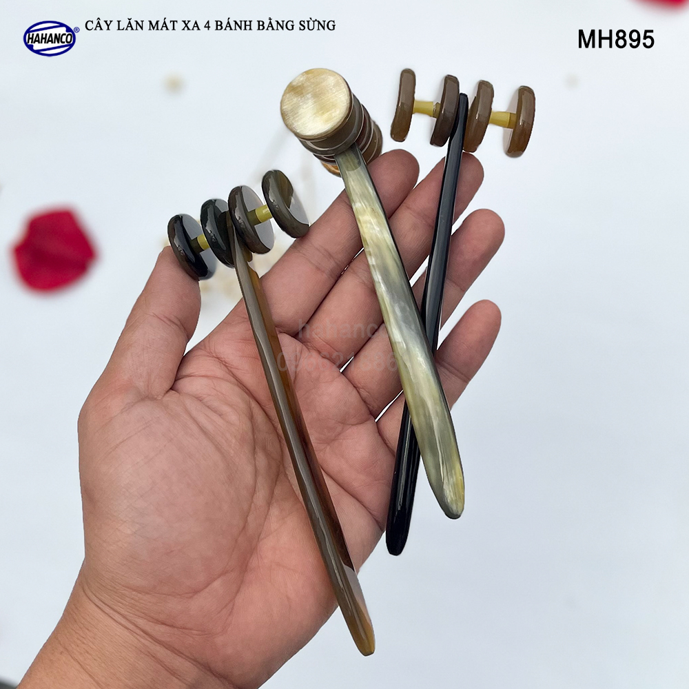 Cây lăn 4 bánh mát xa bằng sừng - lăn mặt giúp làm mịn da & lưu thông khí huyết- MH895