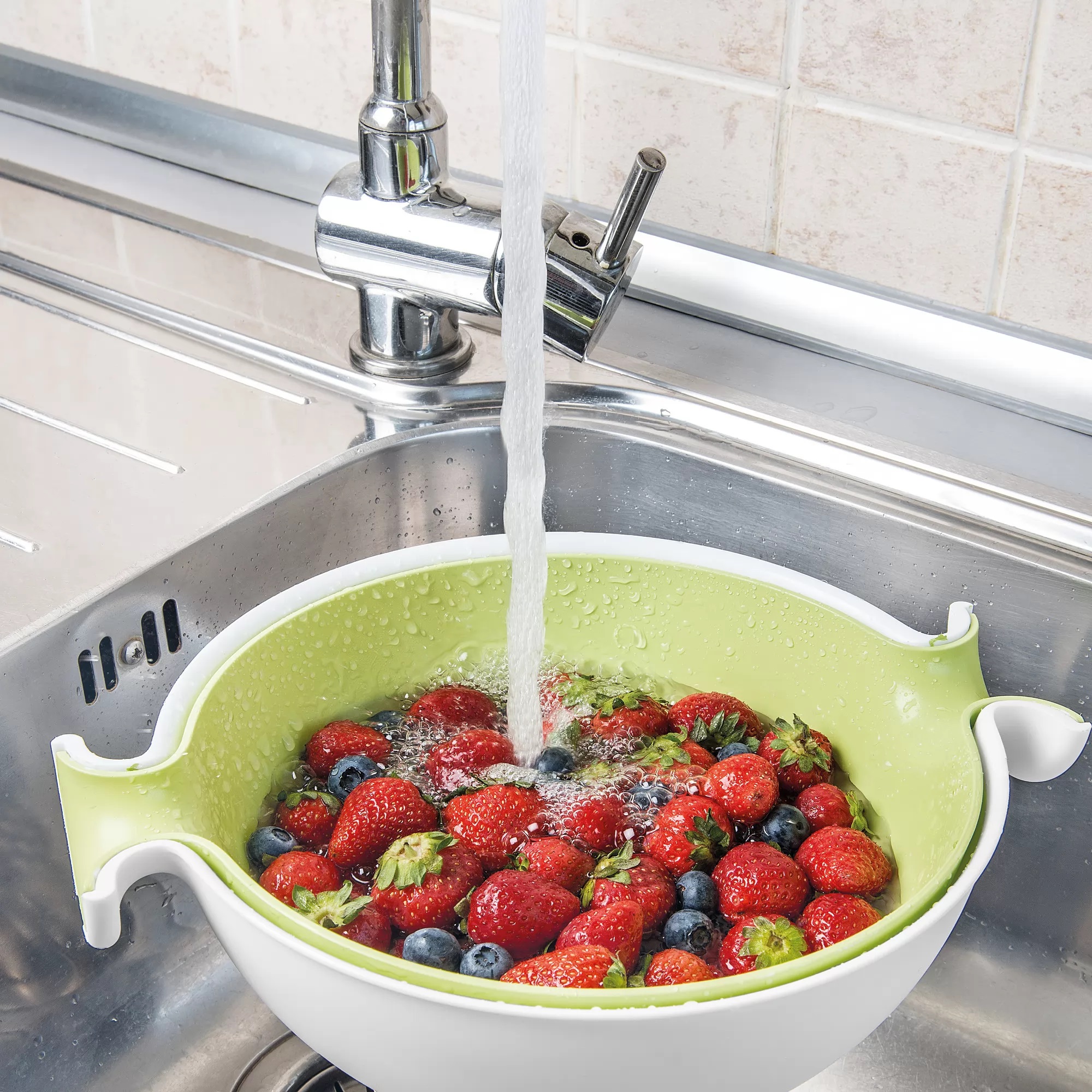 Bộ Rổ Nhựa Kèm Thau Đa Năng Guzzini Spin & Drain Colander & Bowl Set - Dụng Cụ Nhà Bếp Đa Năng - Rửa Một Cách Dễ Dàng