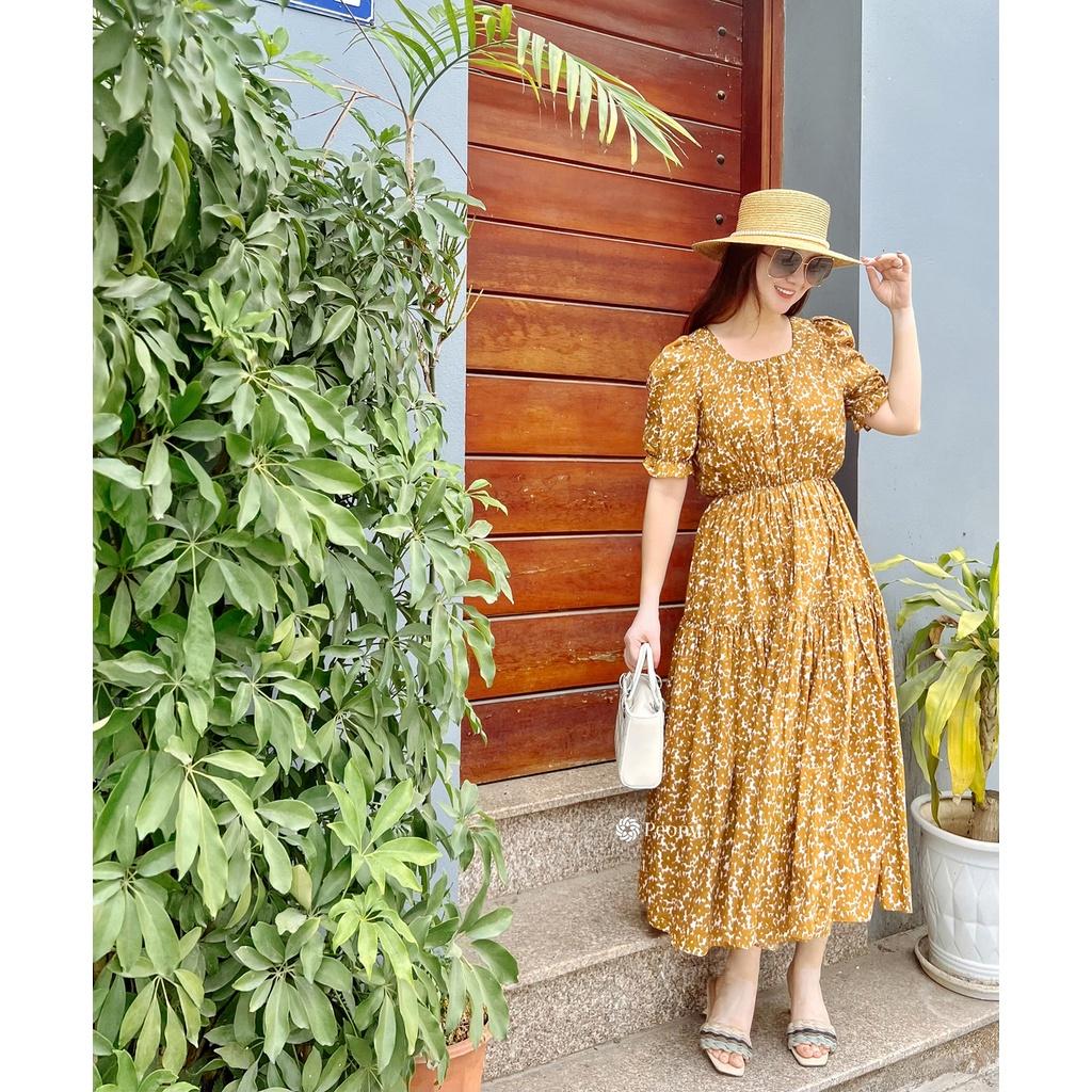 Váy hoa eo chun vintage, siêu thoải mái, hack dáng, vai bồng tiểu thư, cổ vuông tròn thoáng mát Peony - KAYLIN DRESS