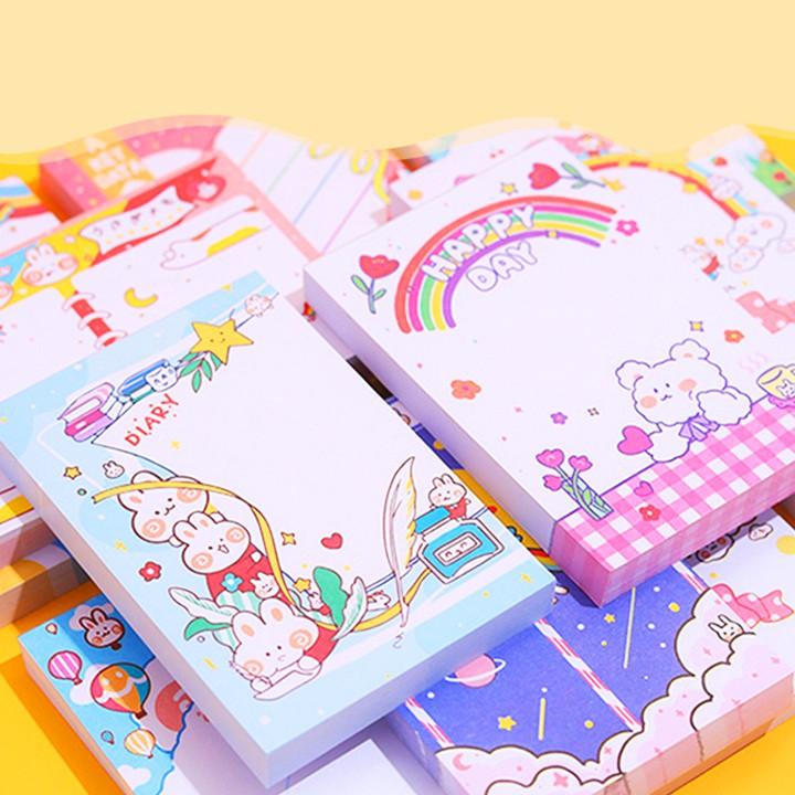 Giấy note 100 tờ cầm tay nhỏ gọn tiện lợi đủ họa tiết cute cùng nhiều màu sắc  đáng yêu cho mọi lứa tuổi -H030