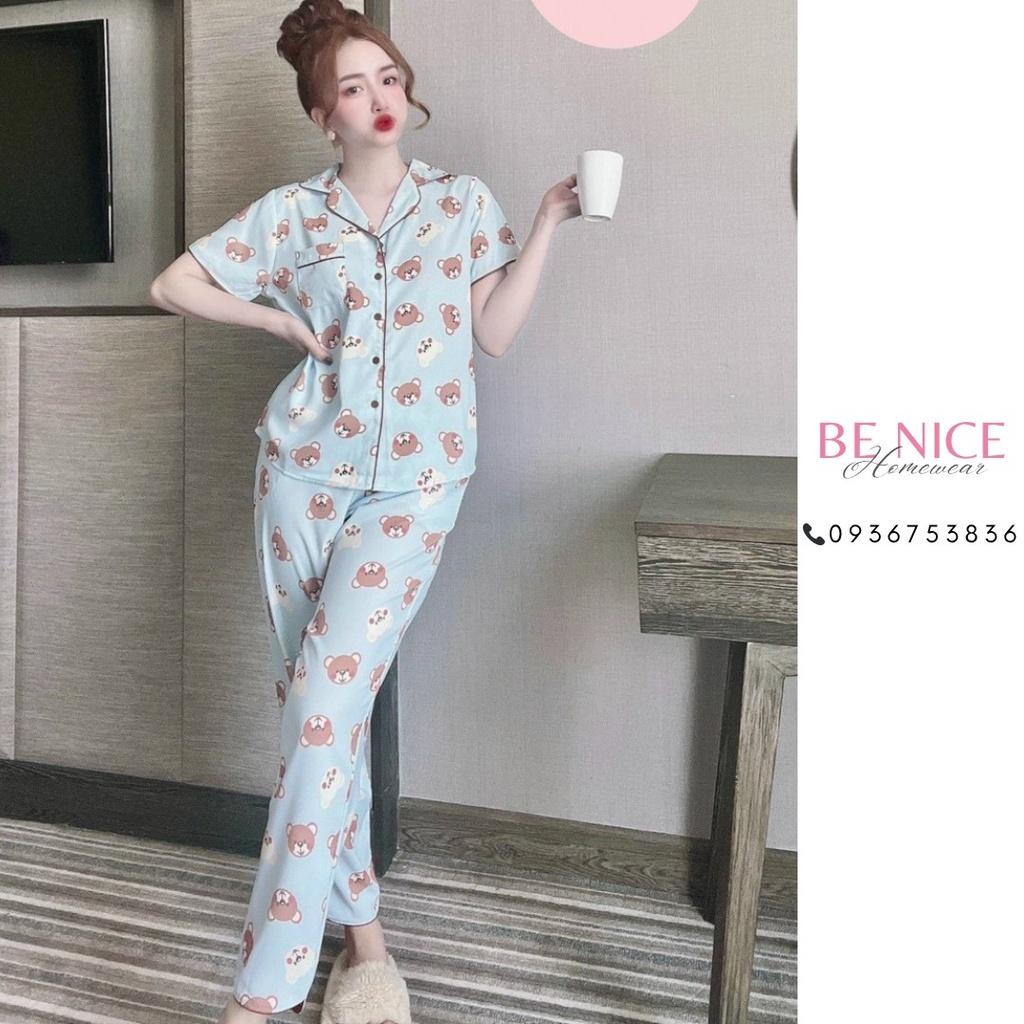 Bộ pijama mặc nhà Be Nice Homewear quần dài tay ngắn chất mango siêu đẹp