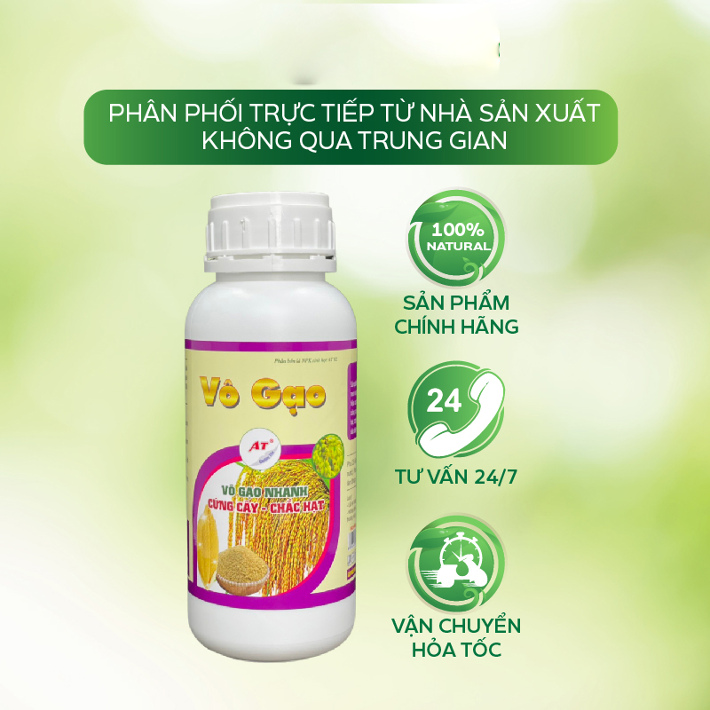 Phân Bón Hữu Cơ AT Chuyên Dụng Cho Cây Lúa Dinh Dưỡng Nuôi Hạt, Hạt Chắc, Vỏ Dày, Màu Sáng – AT Vô Gạo 500ml