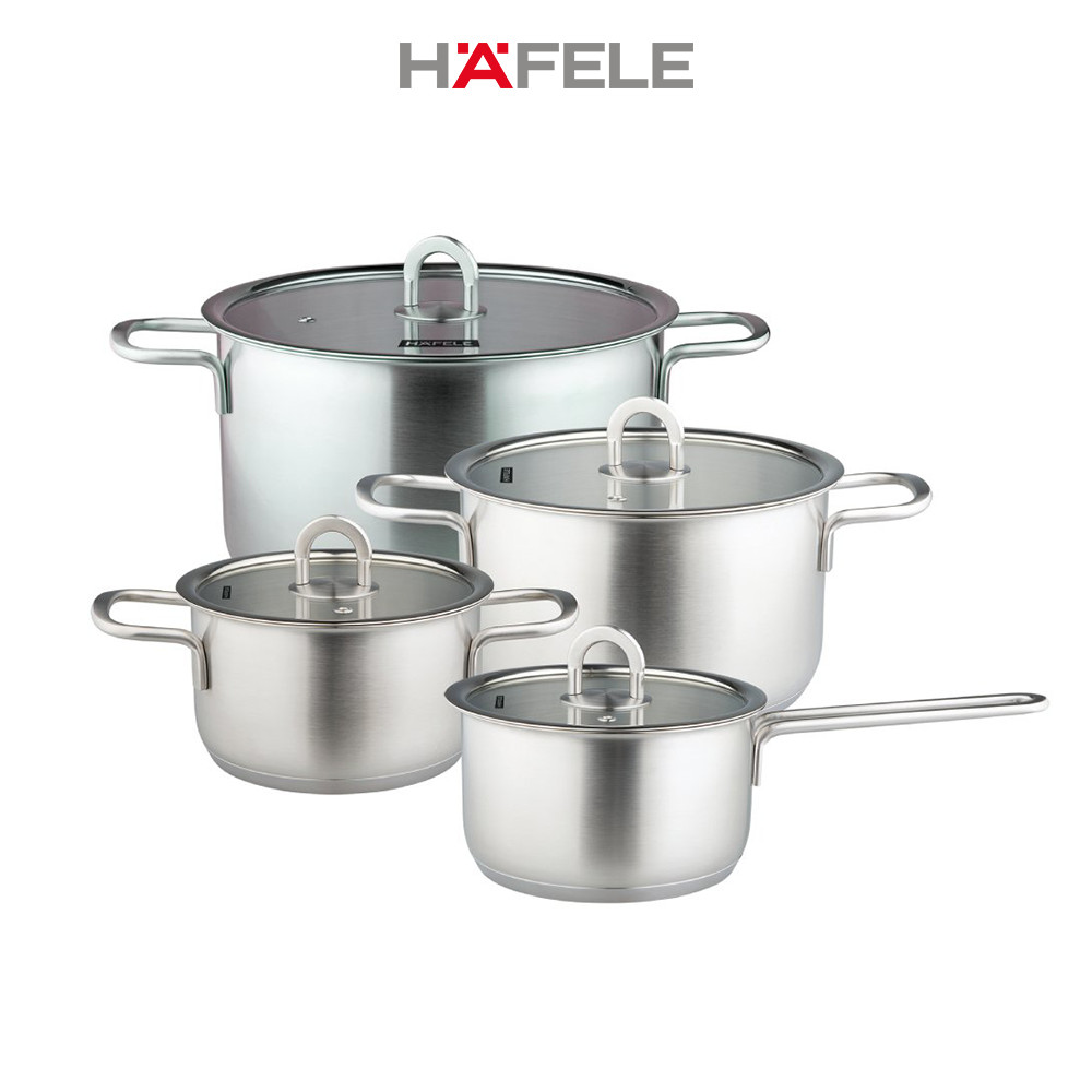 Bộ Nồi BếpTừ Inox 304 Hafele (3 Nồi Và 1 Nồi Tay Cầm) - 531.08.000 (Hàng chính hãng)