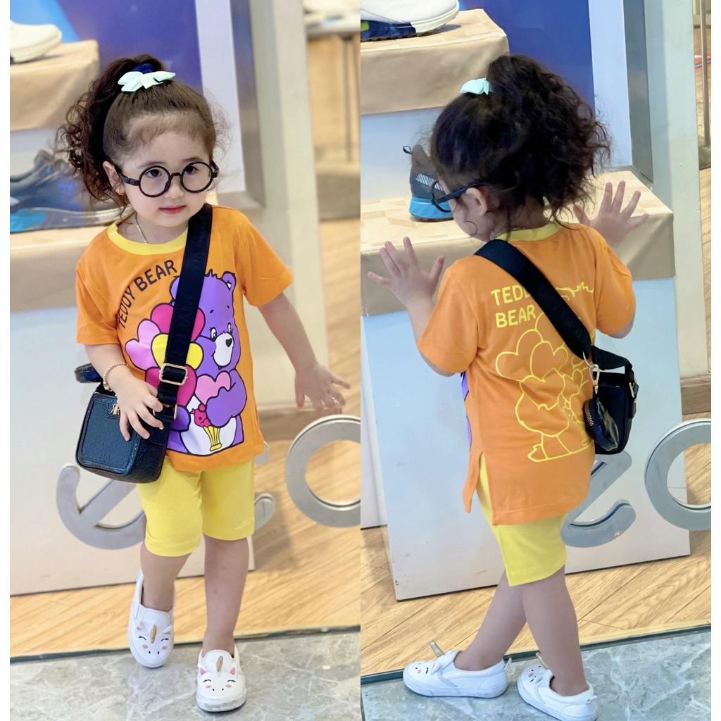 Bộ ngố thun cotton 4 chiều mềm mịn in hoạt hình siêu xinh cho bé,bộ tay ngắn quần ngố mặc nhà-Đồ bộ bé gái