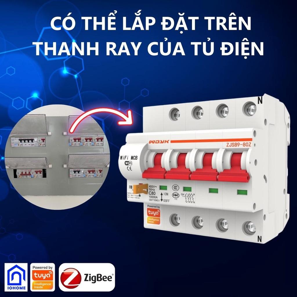 Aptomat MCB thông minh Wifi/ Zigbee điều khiển từ xa qua điện thoại, Công suất 80A - 1P, 2P, 3P,4P Điều khiển giọng nói